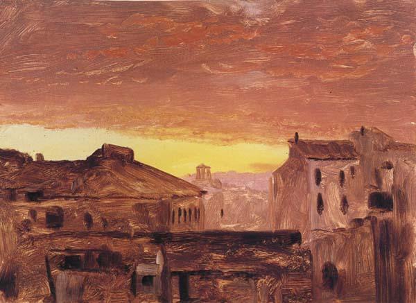 Frederic E.Church Rooftops at Sunset,Rome,Italy France oil painting art